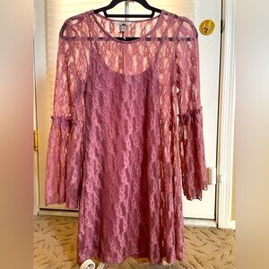 Speechless Mauve Lace Long Sleeve Dress NWOT